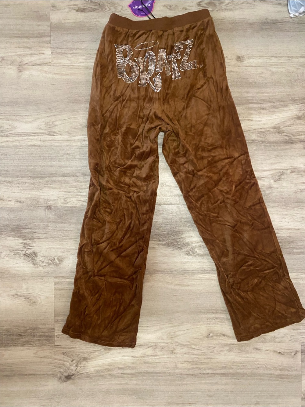 Bratz x Dolls Kill Mocha Keep it Glossy embellished Bratz pants- NWT